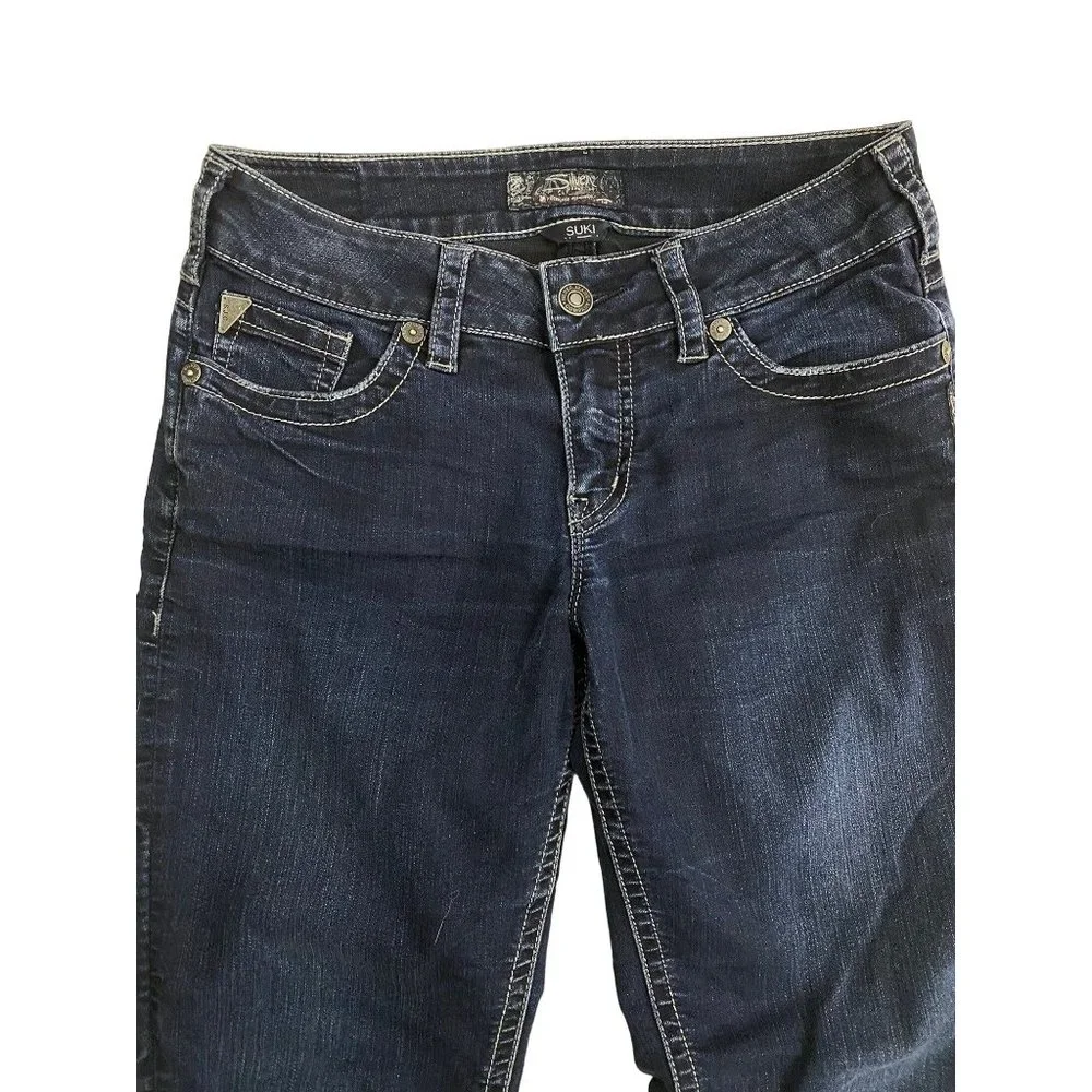 Silver Jeans Suki Mid Pencil Skinny Jeans 28/31 Med Dark Wash - Picture 6 of 12